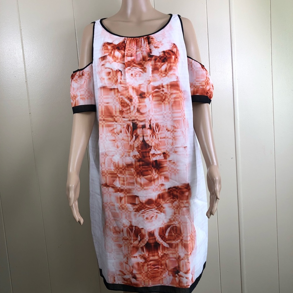 M.S.S.P rose print cold shoulder knee length dress. Size L